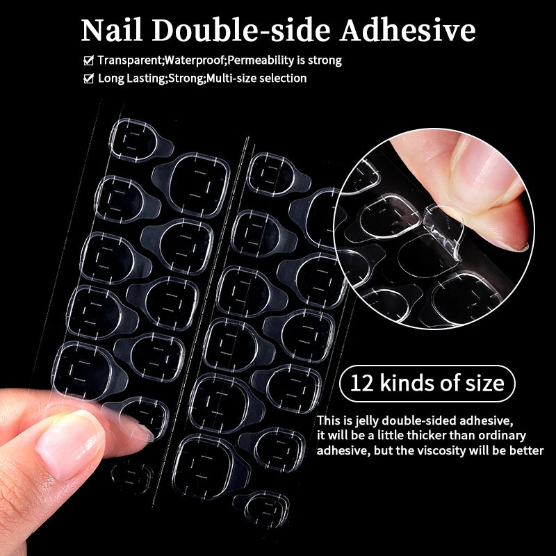 24Pcs Fashion French Style False Nails With Jelly Nail Glue Simple Removable Wearable Press On Nail Tip Supply