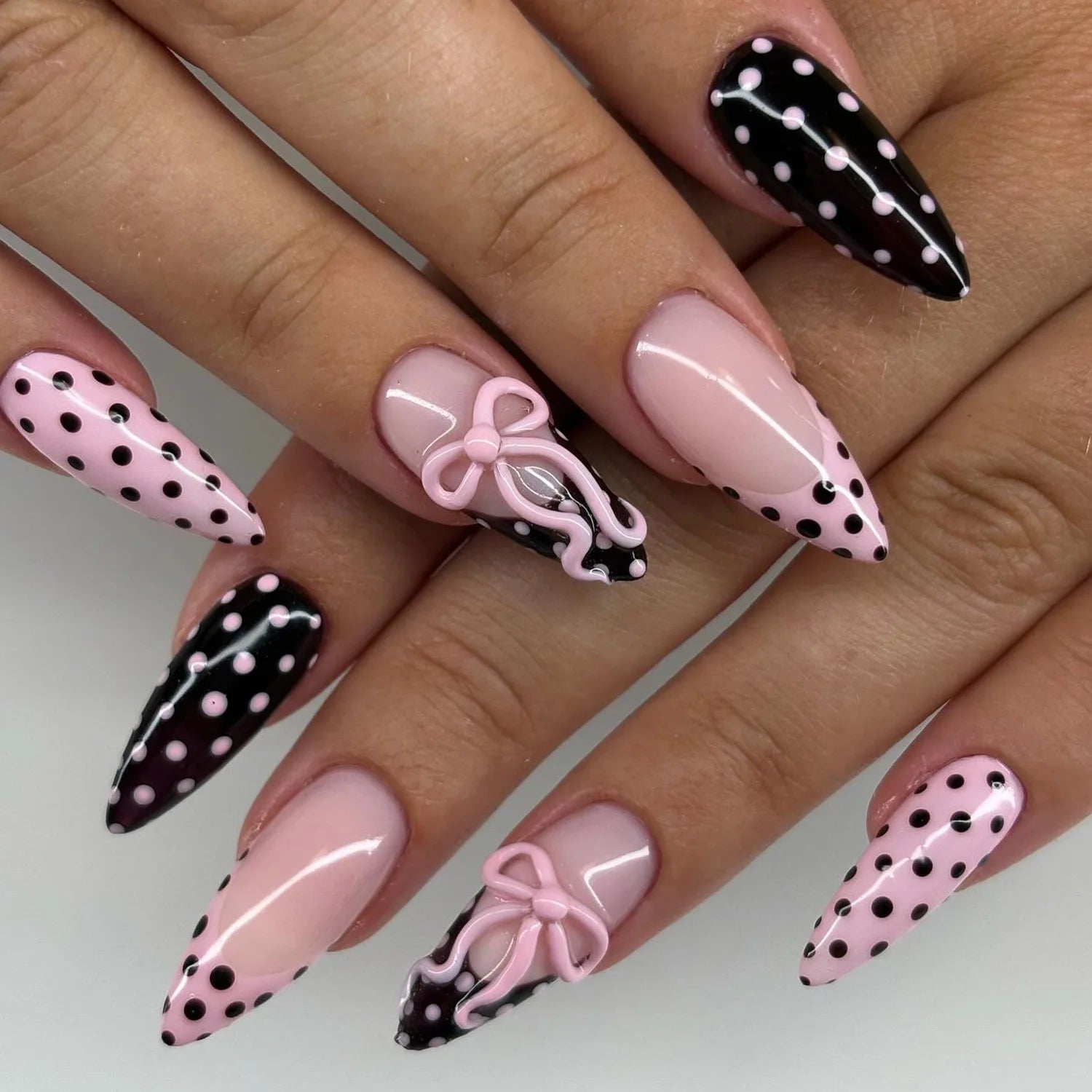 European American Style Manicure Nail Tips 3D Resin-poured French-style Rhinestones Cross-shaped Flower Nail