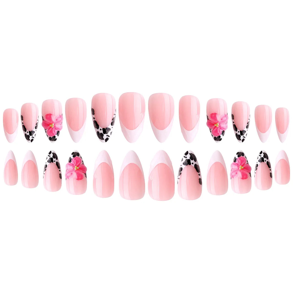 European American Style Manicure Nail Tips 3D Resin-poured French-style Rhinestones Cross-shaped Flower Nail