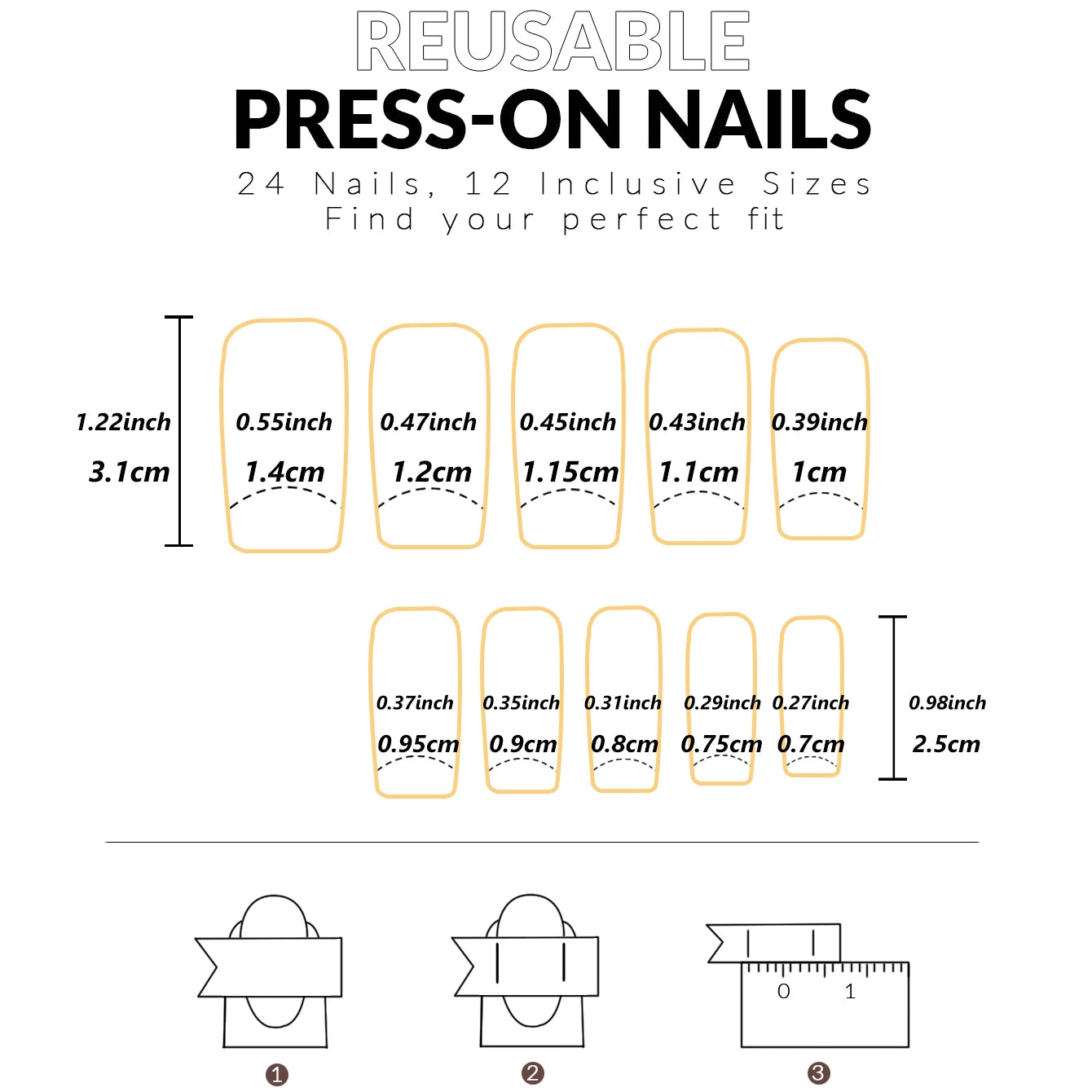24pcs Medium Square White French Fake Bow Nails  Detachable And Reusable Jelly Glue 1pc Cuticle Pusher