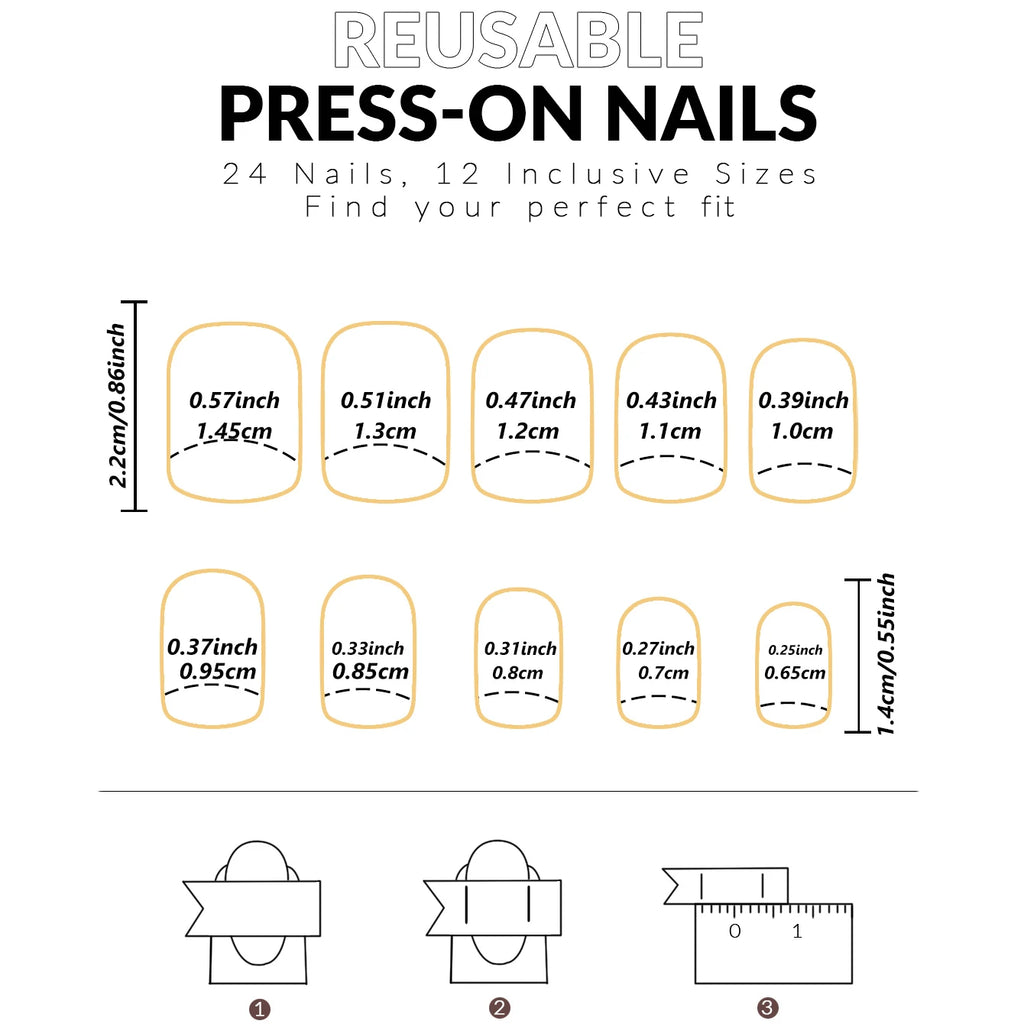 24pcs Medium Square White French Fake Bow Nails  Detachable And Reusable Jelly Glue 1pc Cuticle Pusher