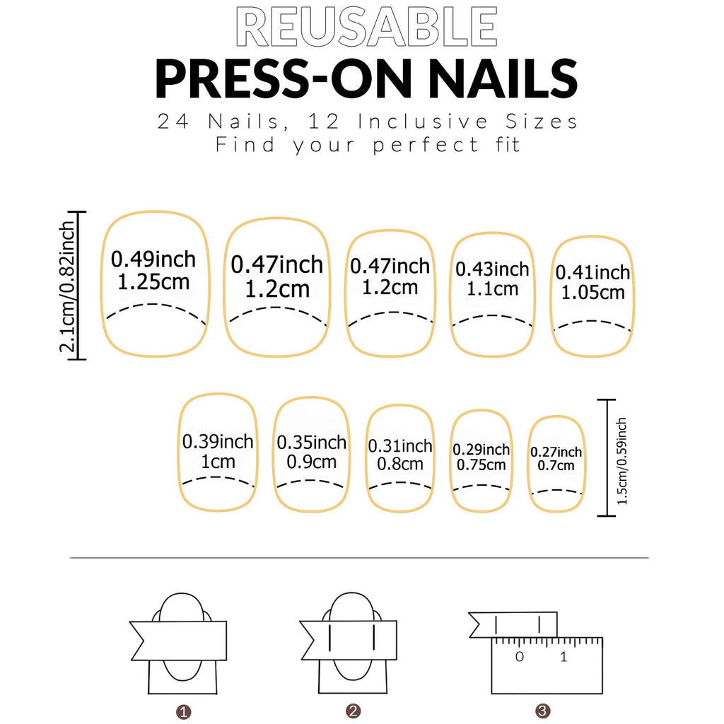 24pcs Medium Square White French Fake Bow Nails  Detachable And Reusable Jelly Glue 1pc Cuticle Pusher