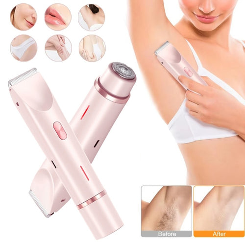 2 In 1 Hair Remover Women's Double Head Shaver Private Pubic Hair Trimmer Electric Razor Wet Dry Electric Body Hair