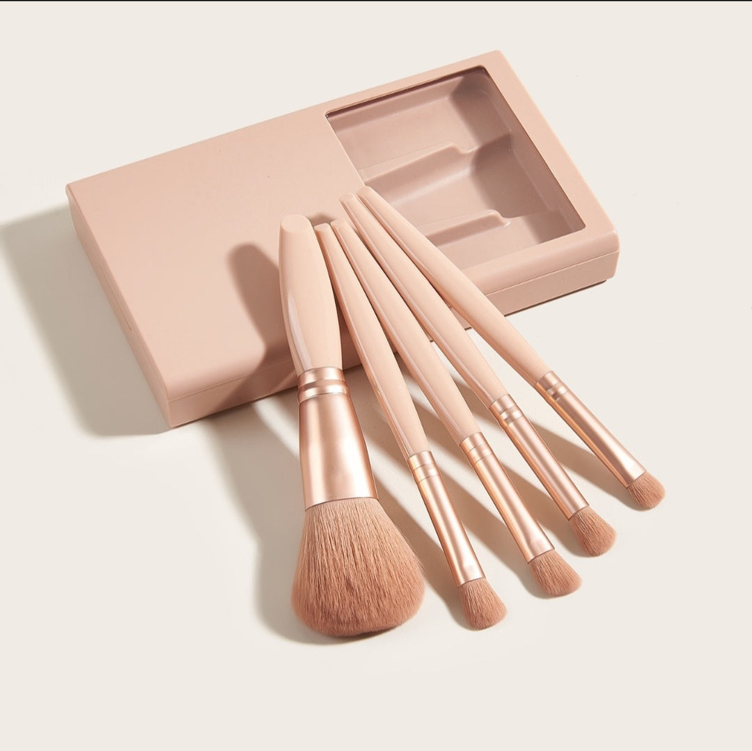 5 PCs Makeup Brushes With Mirror Travel Set makeup brush