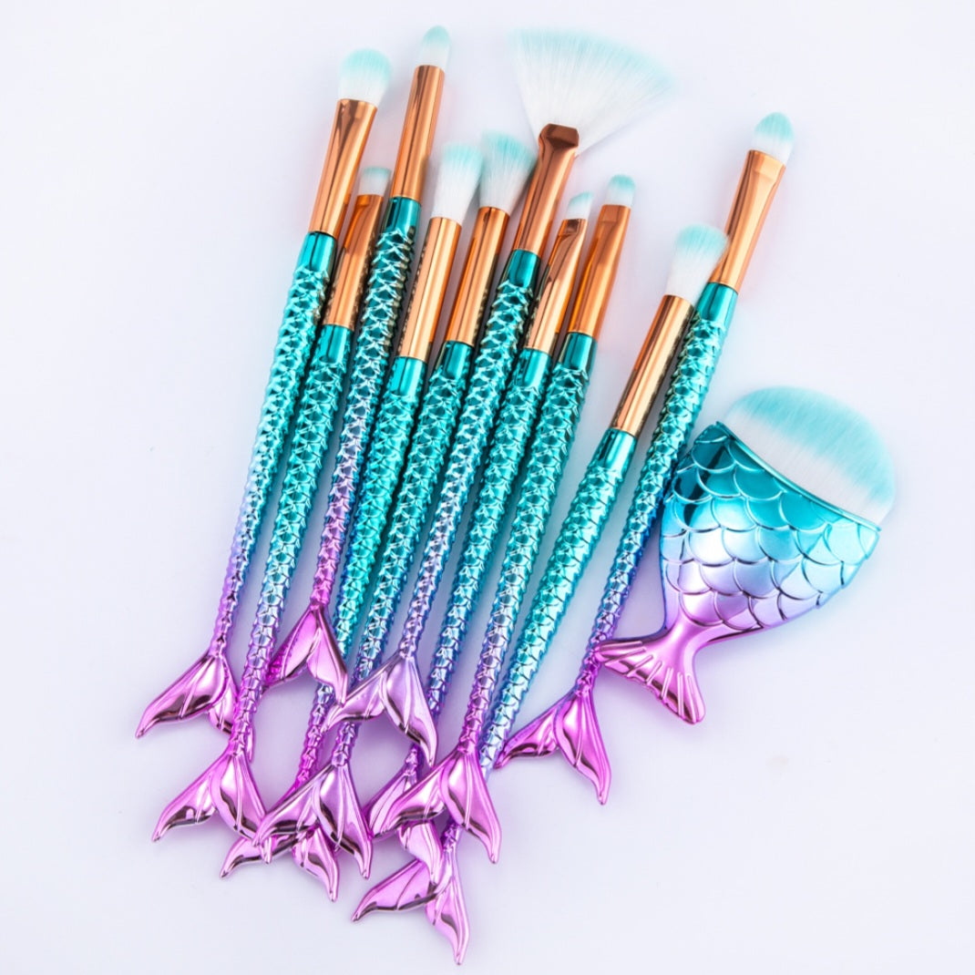 11pcs Ocean Dream Makeup Brush Kit New Foundation Eyebrow Eyeliner Cosmetic Makeup Brushes