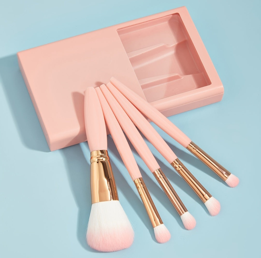 5 PCs Makeup Brushes With Mirror Travel Set makeup brush