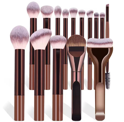 15pcs Makeup Brush Set: Foundation Brush, Highlighter brush, Blush brush , Powder brush , Nose Contour brush, Eyeshadow brush